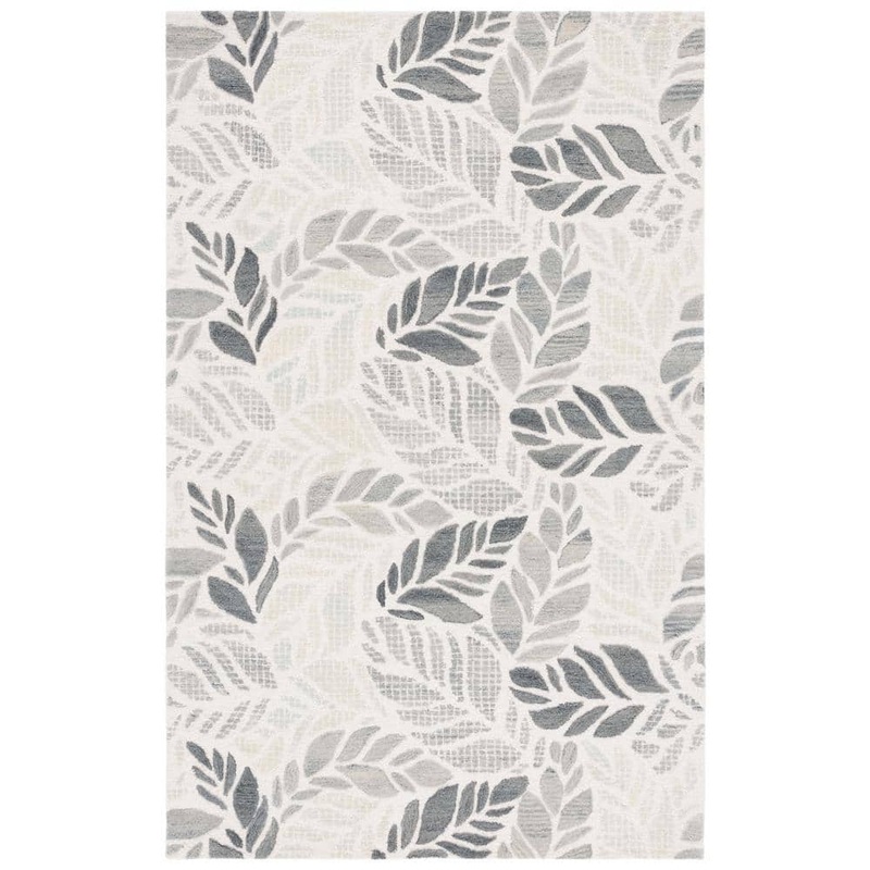 SAFAVIEH Martha Stewart Ivory/Gray 5 ft. x 8 ft. Oversized Floral Area Rug MSR3530F-5