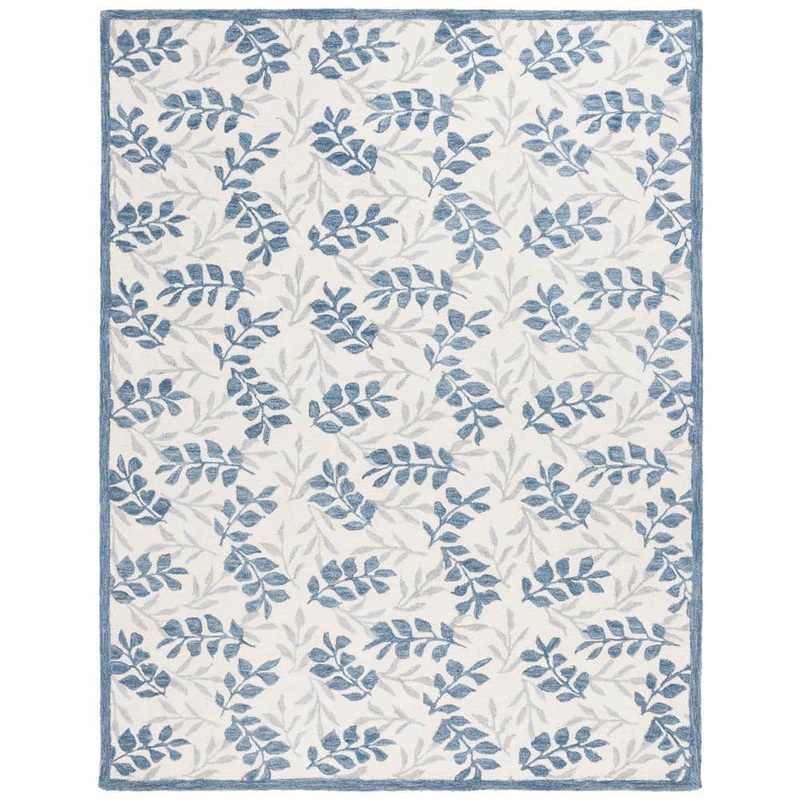 SAFAVIEH Martha Stewart Ivory/Gray 8 ft. x 10 ft. Border Abstract Floral Area Rug MSR3526A-8