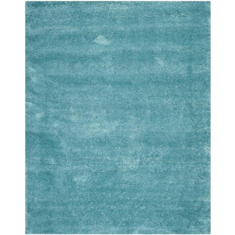 SAFAVIEH Milan Shag 8 ft. x 10 ft. Aqua Blue Solid Area Rug SG180-6060-8