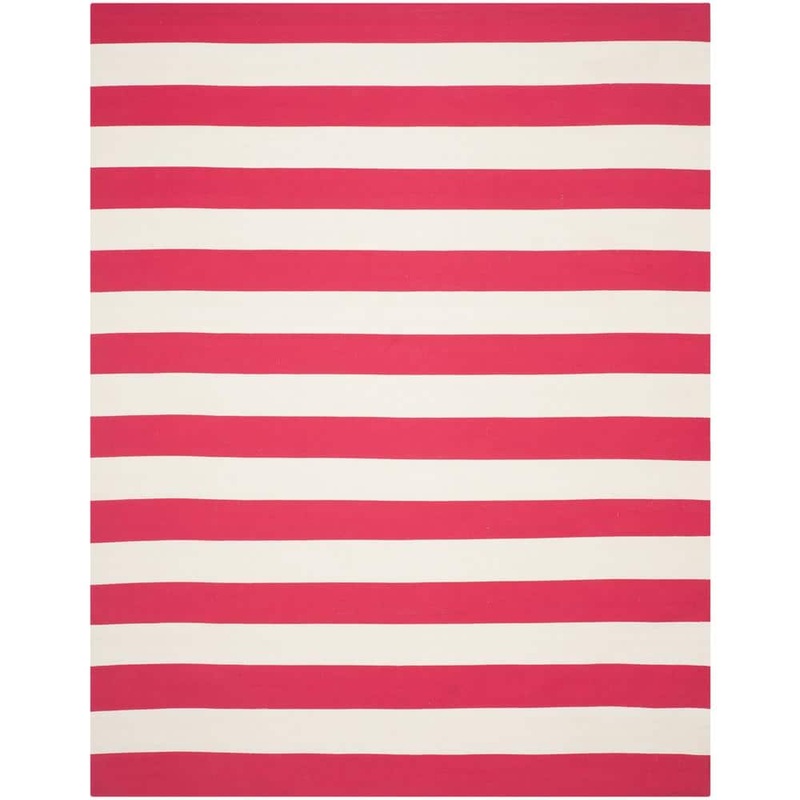 SAFAVIEH Montauk Red/Ivory 8 ft. x 10 ft. Solid Striped Area Rug MTK712B-8