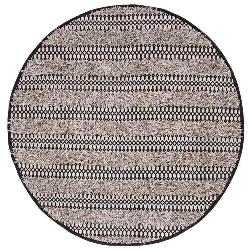 SAFAVIEH Natura Black/Ivory 6 ft. x 6 ft. Abstract Native American Round Area Rug NAT927Z-6R
