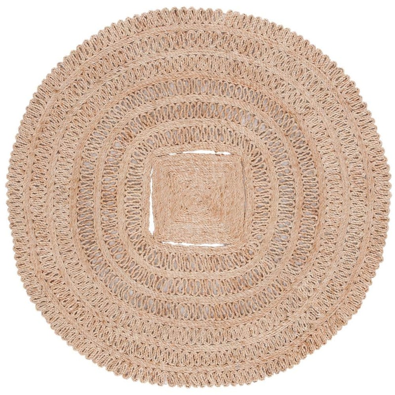 SAFAVIEH Natural Fiber Beige Doormat 3 ft. x 3 ft. Woven Border Round Area Rug NF245A-3R