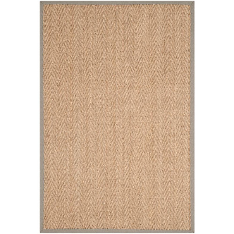 SAFAVIEH Natural Fiber Beige/Gray 4 ft. x 6 ft. Border Area Rug NF115P-4