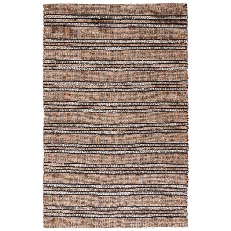 SAFAVIEH Natural Fiber Navy/Beige 6 ft. x 9 ft. Striped Woven Area Rug NFB651N-6