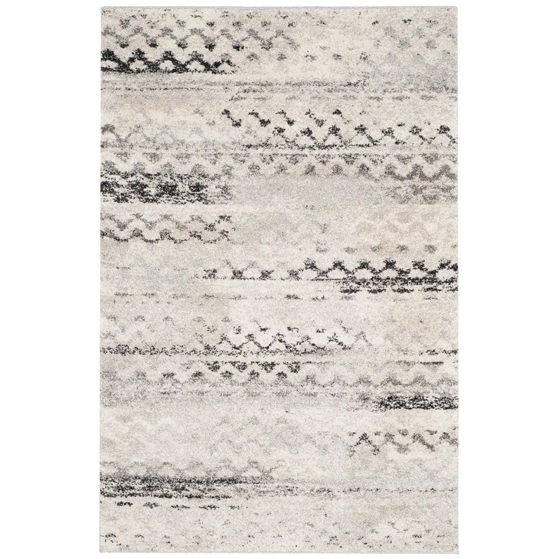 SAFAVIEH Retro Cream/Grey 4 ft. x 6 ft. Striped Area Rug RET2136-1180-4