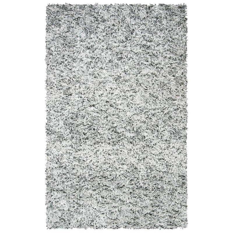 SAFAVIEH Rio Shag Gray/Ivory 6 ft. x 9 ft. Solid Area Rug SG960F-6