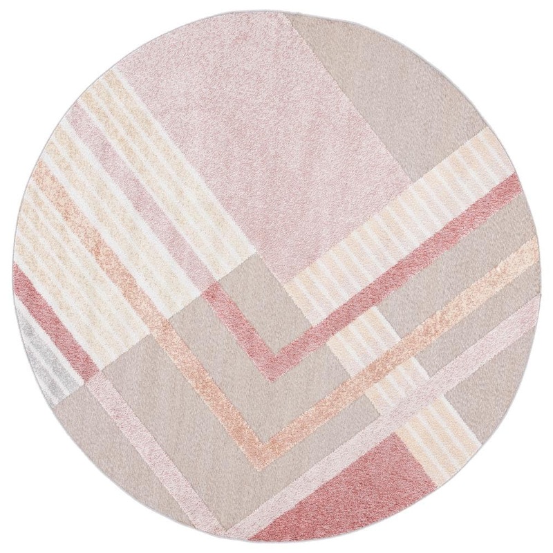 SAFAVIEH Sarasota Pink/Brown 7 ft. x 7 ft. Trellis Round Area Rug SAR102U-7R
