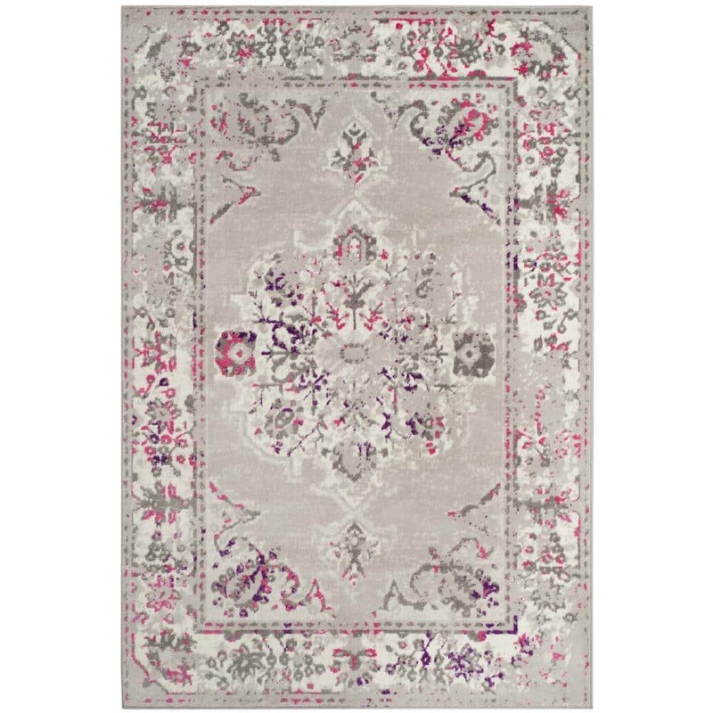 SAFAVIEH Skyler Gray/Pink 6 ft. x 9 ft. Border Area Rug SKY169P-6