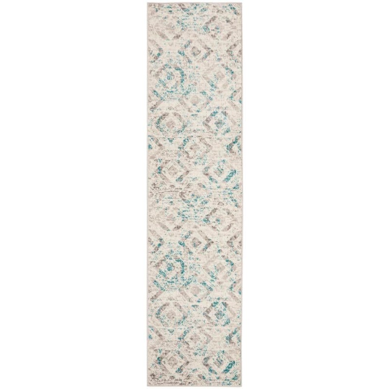 SAFAVIEH Skyler Ivory/Blue 2 ft. x 6 ft. Geometric Runner Rug SKY190D-26