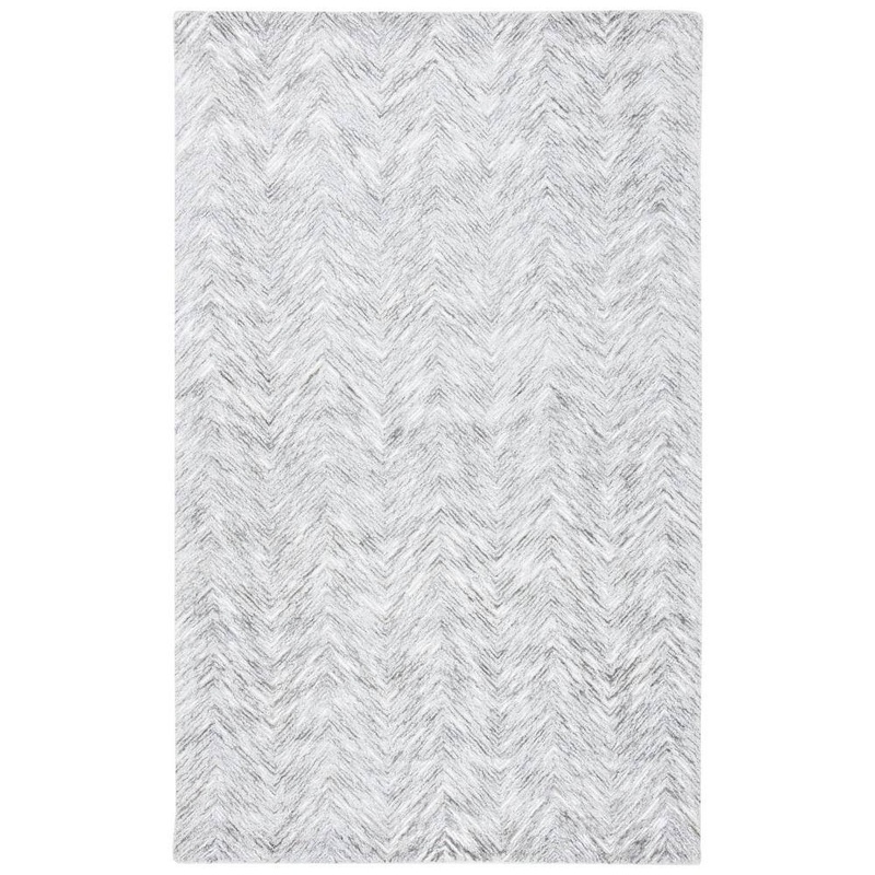 SAFAVIEH Soho Gray/Ivory 4 ft. x 6 ft. Solid Color Chevron Area Rug SOH175F-4