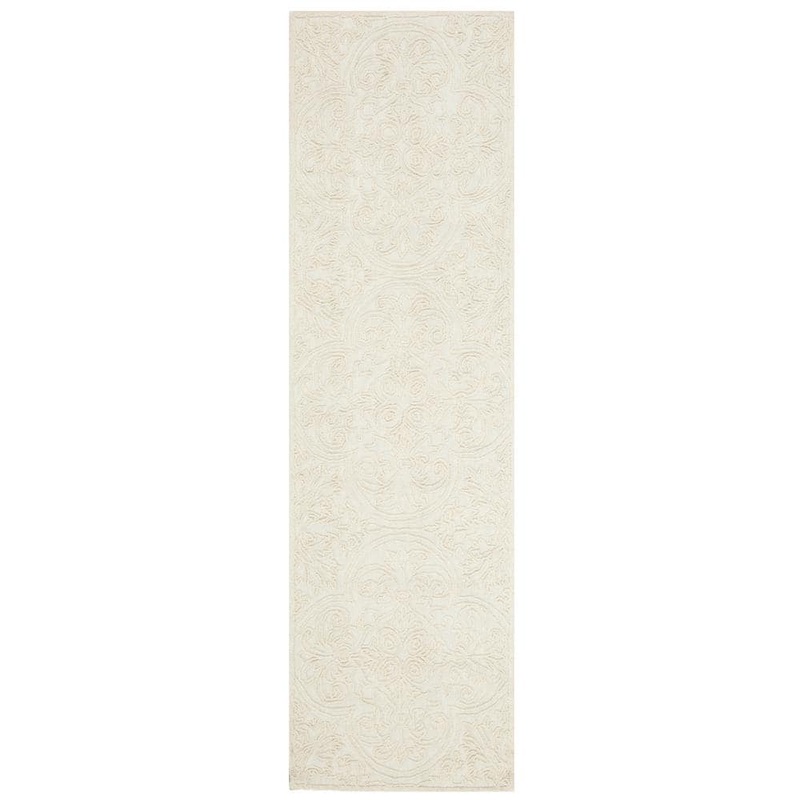 SAFAVIEH Trace Ivory 2 ft. x 6 ft. Geometric Floral Medallion Runner Rug TRC101C-26