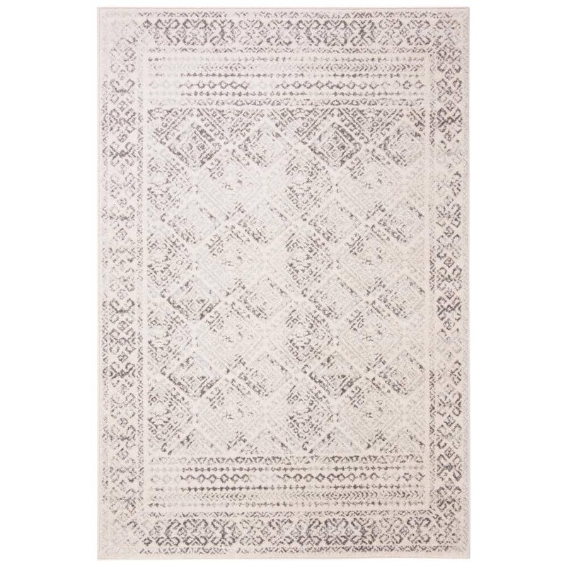 SAFAVIEH Tulum Ivory/Gray 6 ft. x 9 ft. Border Geometric Diamonds Area Rug TUL264A-6