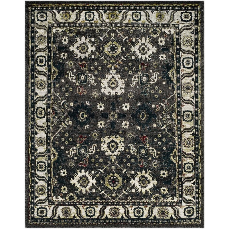 SAFAVIEH Vintage Hamadan Dark Gray/Ivory 8 ft. x 10 ft. Border Area Rug VTH214M-8