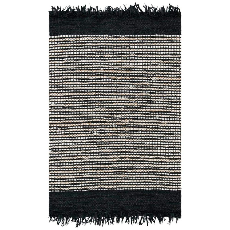 SAFAVIEH Vintage Leather Black/Multi 4 ft. x 6 ft. Striped Area Rug VTL373G-4
