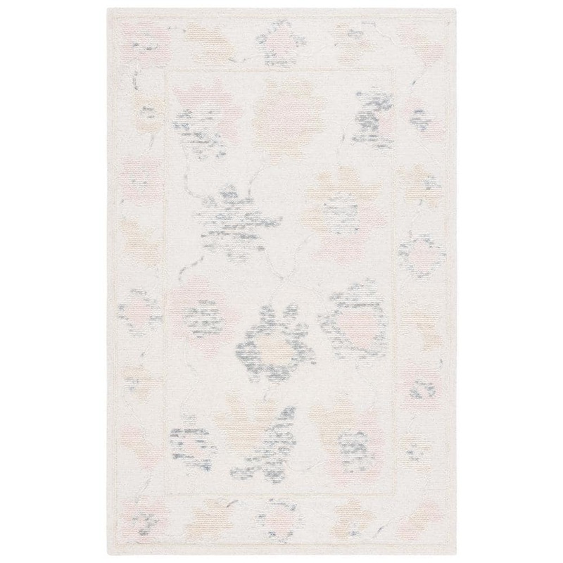 SAFAVIEH Abstract Ivory/Beige 5 ft. x 8 ft. Border Distressed Floral Area Rug ABT277A-5