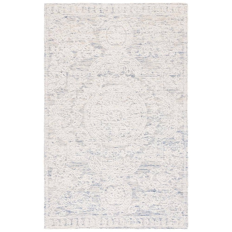 SAFAVIEH Abstract Ivory/Blue 4 ft. x 6 ft. Modern Aztec Medallion Area Rug ABT356M-4