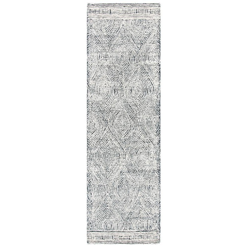 SAFAVIEH Abstract Ivory/Charcoal 2 ft. x 12 ft. Geometric Runner Rug ABT340H-212