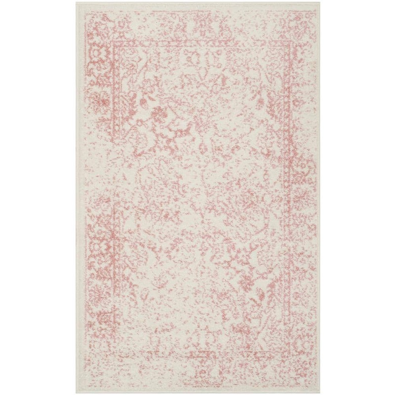 SAFAVIEH Adirondack Ivory/Rose Doormat 3 ft. x 4 ft. Border Area Rug ADR109H-24