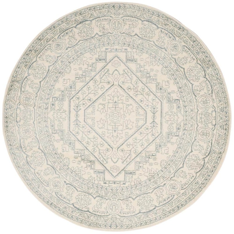 SAFAVIEH Adirondack Ivory/Slate 4 ft. x 4 ft. Round Border Area Rug ADR108S-4R