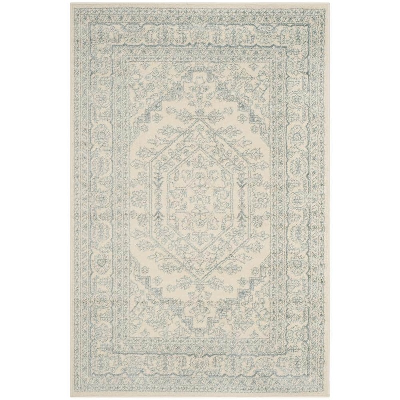 SAFAVIEH Adirondack Ivory/Slate 4 ft. x 6 ft. Border Medallion Area Rug ADR108S-4