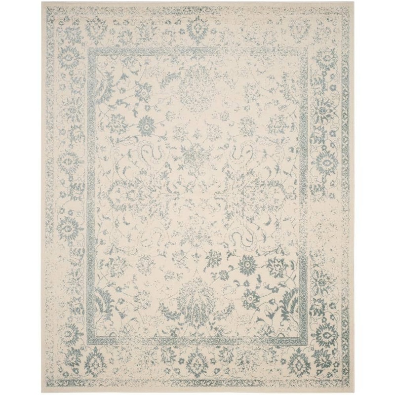 SAFAVIEH Adirondack Ivory/Slate 9 ft. x 12 ft. Border Distressed Area Rug ADR109S-9