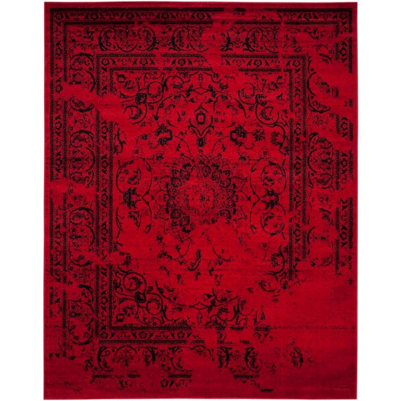 SAFAVIEH Adirondack Red/Black 8 ft. x 10 ft. Border Floral Area Rug ADR101F-8