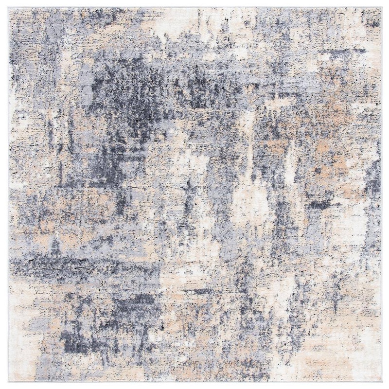 SAFAVIEH Amelia Gray/Gold 7 ft. x 7 ft. Square Distressed Area Rug ALA777H-7SQ