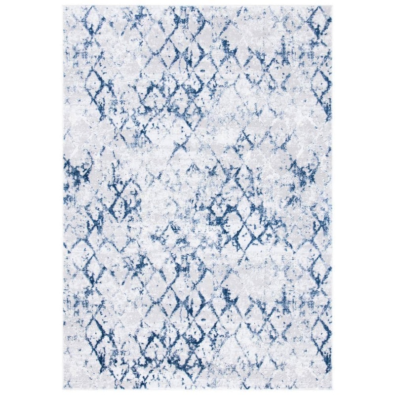 SAFAVIEH Amelia Gray/Navy 4 ft. x 6 ft. Abstract Diamond Area Rug ALA783H-4