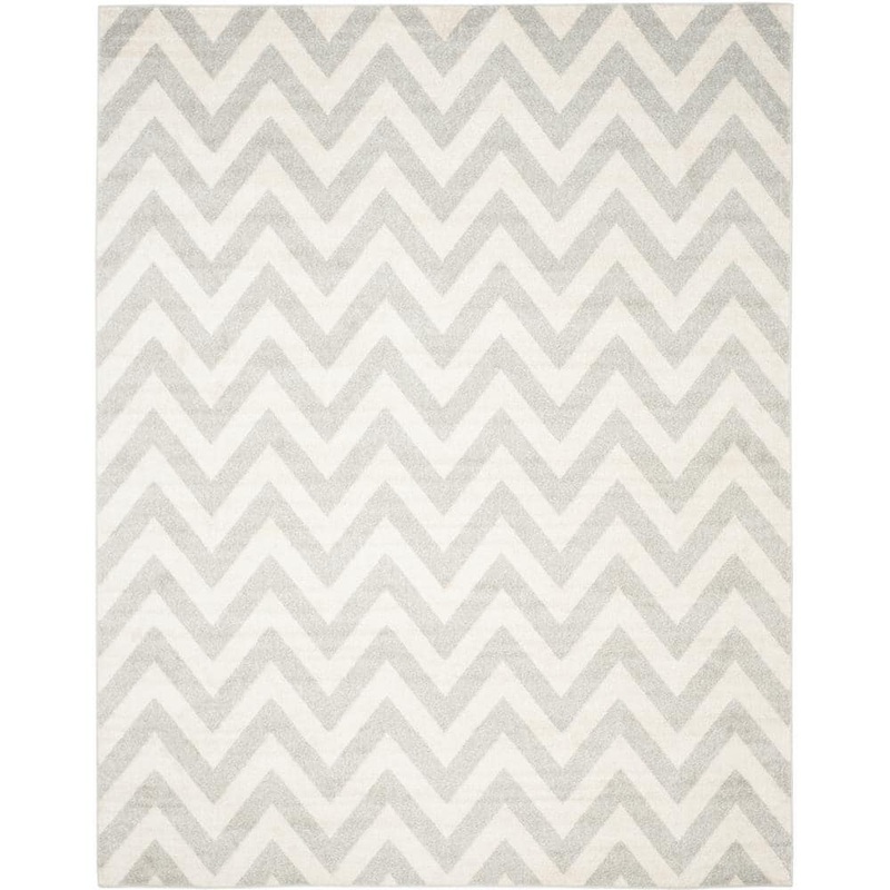 SAFAVIEH Amherst Light Gray/Beige 10 ft. x 14 ft. Geometric Chevron Area Rug AMT419B-10