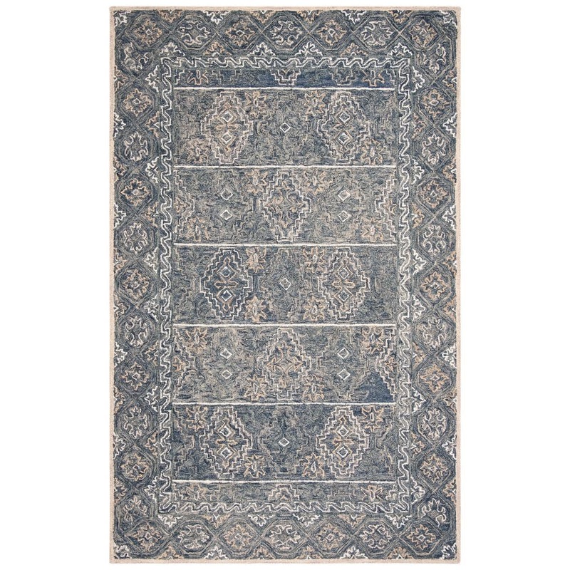 SAFAVIEH Aspen Blue/Beige 6 ft. x 9 ft. Geometric Area Rug APN275M-6