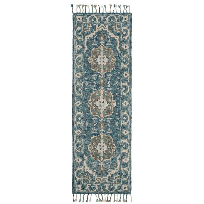 SAFAVIEH Aspen Dark Blue/Gray 2 ft. x 7 ft. Border Runner Rug APN230A-27