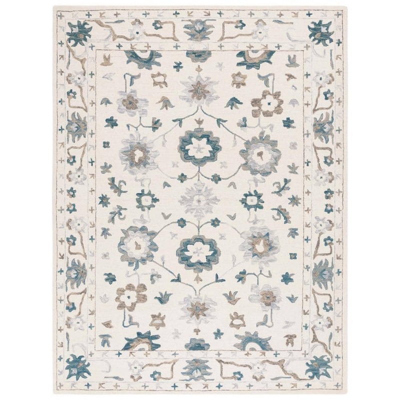 SAFAVIEH Aspen Ivory/Blue 8 ft. x 10 ft. Floral Area Rug APN651A-8