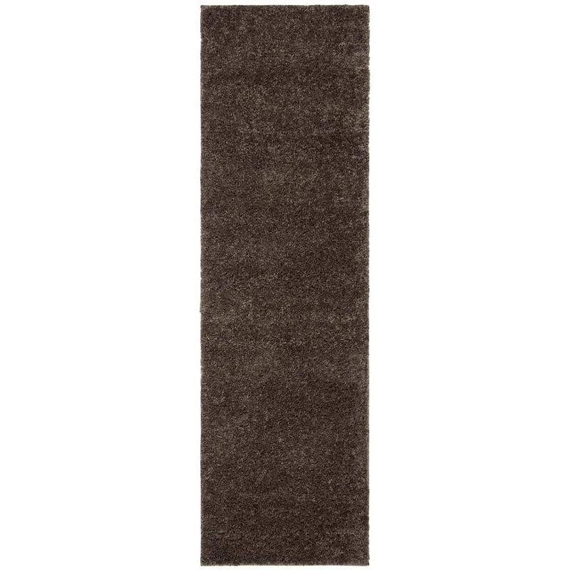 SAFAVIEH August Shag Brown 2 ft. x 6 ft. Solid Runner Rug AUG900T-26