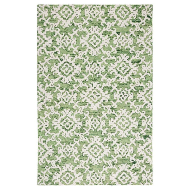 SAFAVIEH Blossom Green/Ivory 8 ft. x 10 ft. Floral Antique Area Rug BLM104Y-8