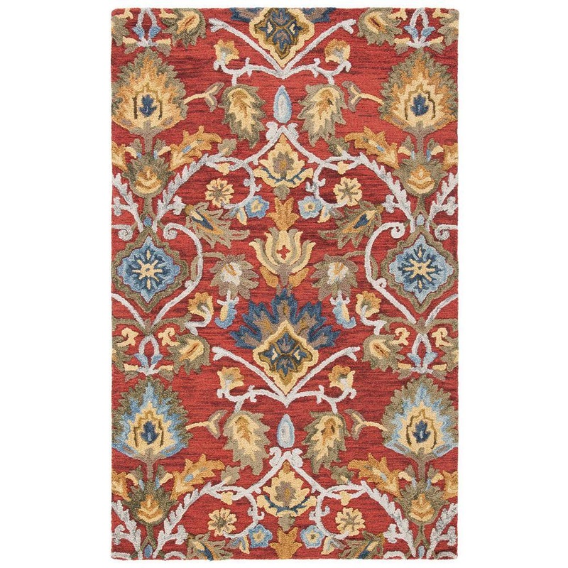 SAFAVIEH Blossom Red/Multi 4 ft. x 6 ft. Geometric Floral Area Rug BLM402Q-4