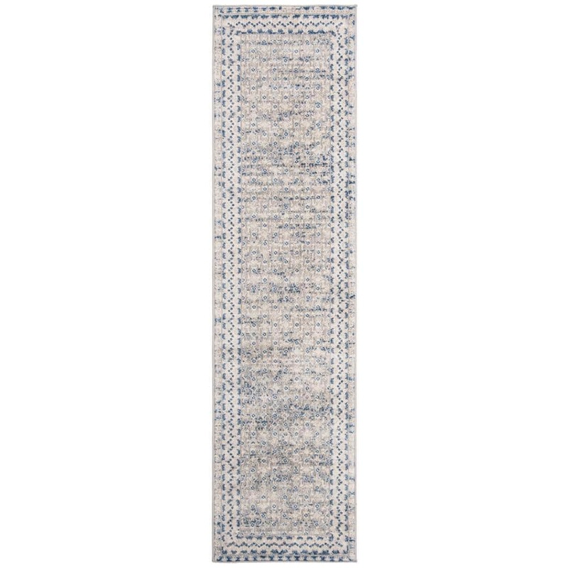 SAFAVIEH Brentwood Light Gray/Blue 2 ft. x 6 ft. Multi-Border Geometric Runner Rug BNT899G-26