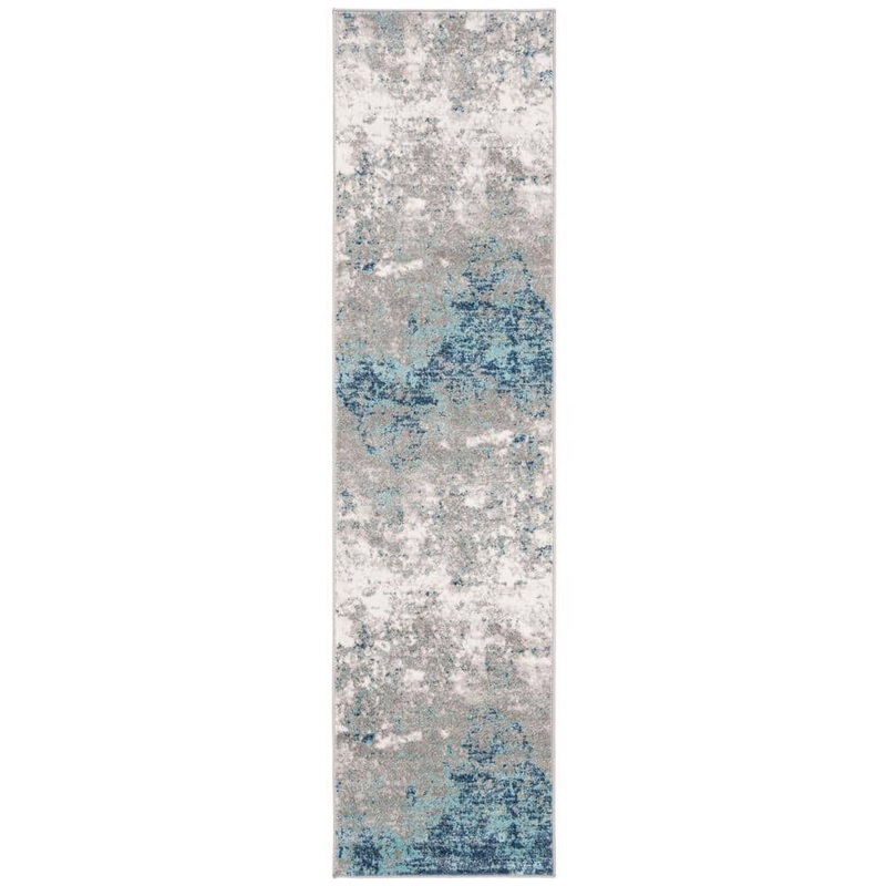 SAFAVIEH Brentwood Light Grey/Blue 2 ft. x 6 ft. Abstract Runner Rug BNT822F-26