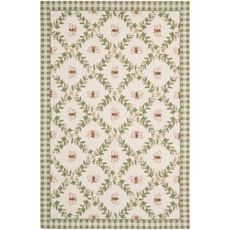 SAFAVIEH Chelsea Ivory/Green 8 ft. x 10 ft. Border Area Rug HK55A-8