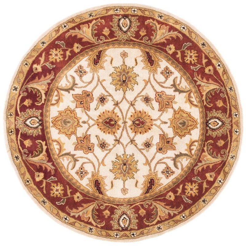SAFAVIEH Classic Ivory/Red 4 ft. x 4 ft. Round Border Area Rug CL244D-4R