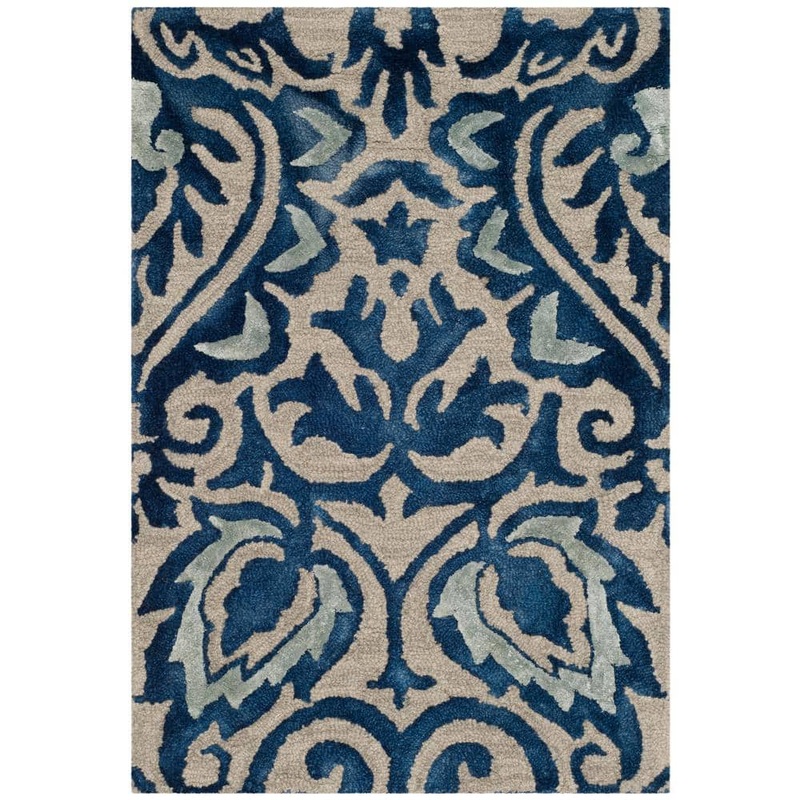 SAFAVIEH Dip Dye Royal Blue/Beige Doormat 2 ft. x 3 ft. Medallion Area Rug DDY511K-2