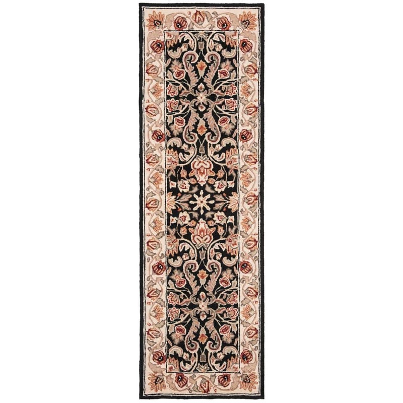 SAFAVIEH Easy Care Black/Ivory 3 ft. x 10 ft. Border Runner Rug EZC101B-210