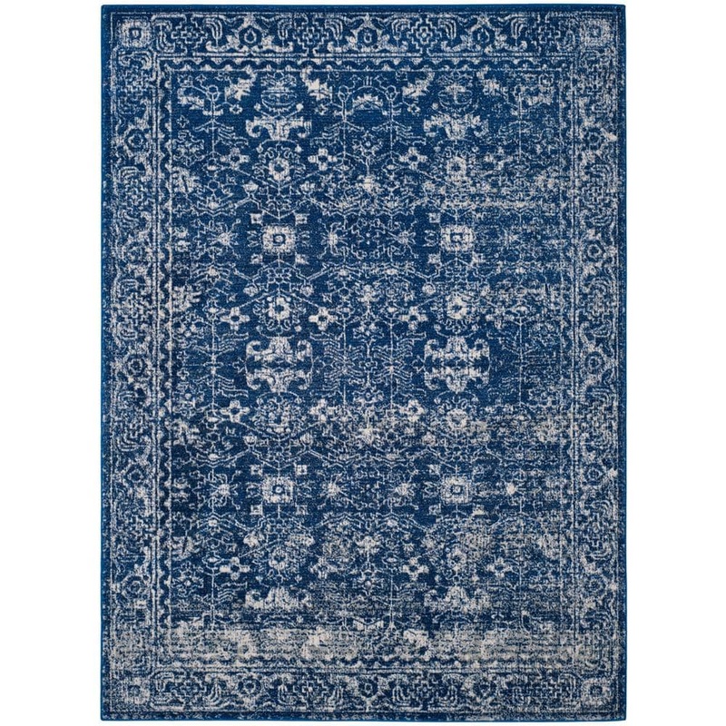 SAFAVIEH Evoke Navy/Ivory 7 ft. x 9 ft. Distressed Floral Speckles Area Rug EVK270A-6