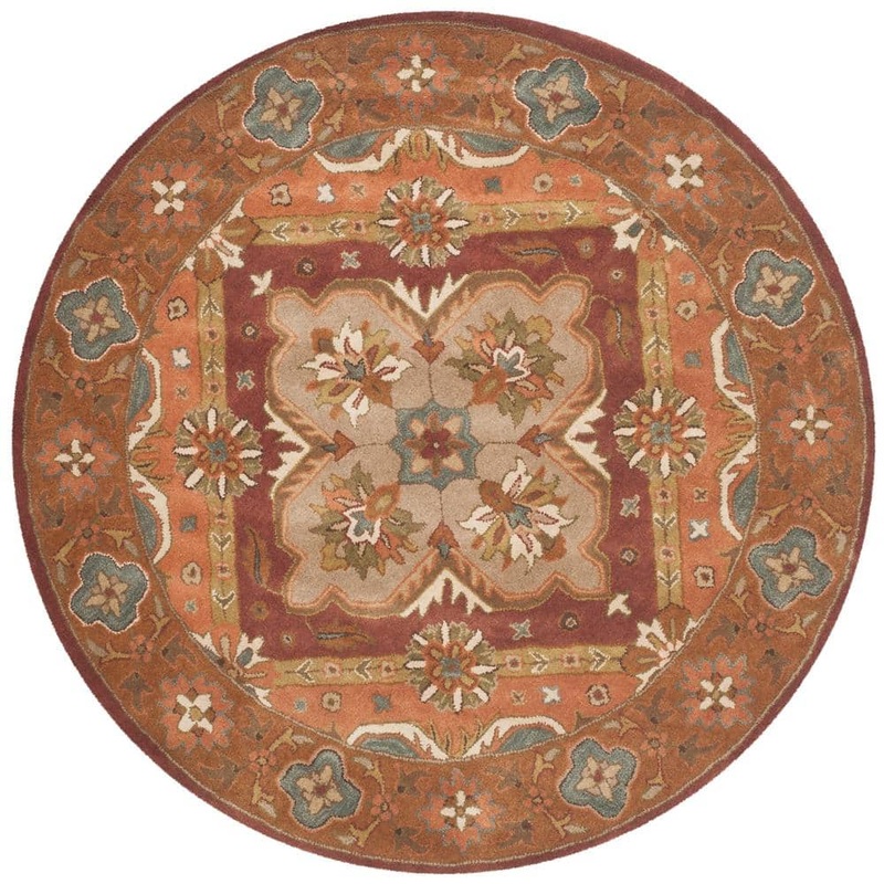 SAFAVIEH Heritage Rust 6 ft. x 6 ft. Round Border Area Rug HG948A-6R