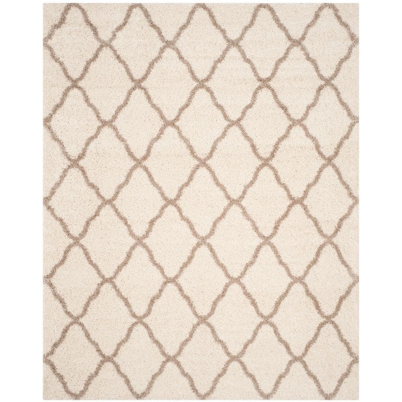 SAFAVIEH Hudson Shag Ivory/Beige 9 ft. x 12 ft. Geometric Diamond Trellis Area Rug SGH283D-9