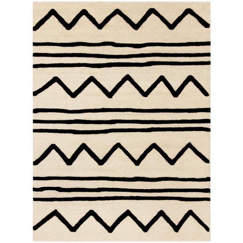 SAFAVIEH Kids Ivory/Black 6 ft. x 9 ft. Geometric Area Rug SFK907D-6