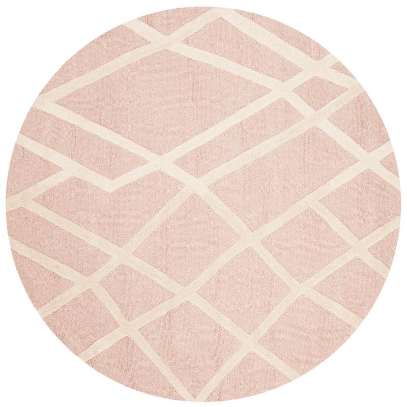 SAFAVIEH Kids Pink/Ivory 5 ft. x 5 ft. Round Geometric Abstract Area Rug SFK905P-5R