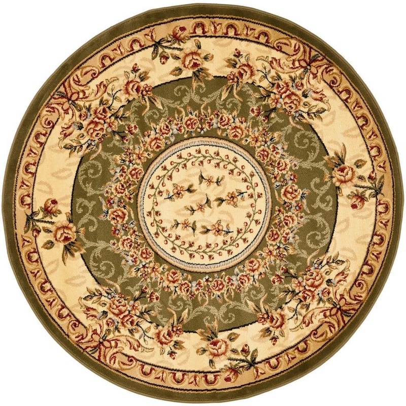 SAFAVIEH Lyndhurst Sage/Ivory 8 ft. x 8 ft. Round Medallion Border Floral Area Rug LNH328B-8R