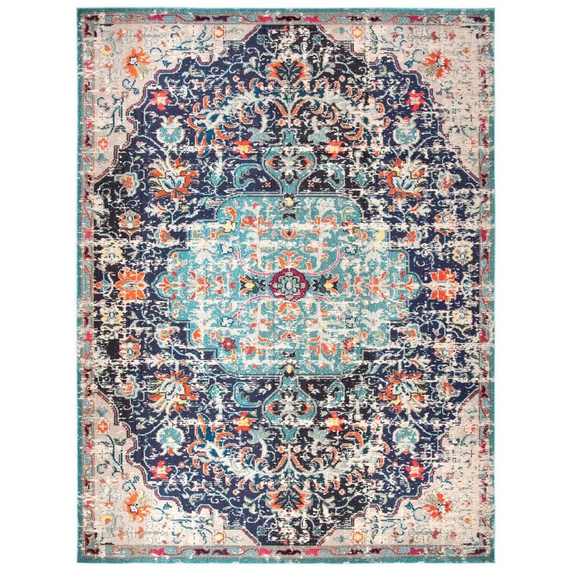 SAFAVIEH Madison Black/Teal 9 ft. x 12 ft. Border Area Rug MAD447Z-9