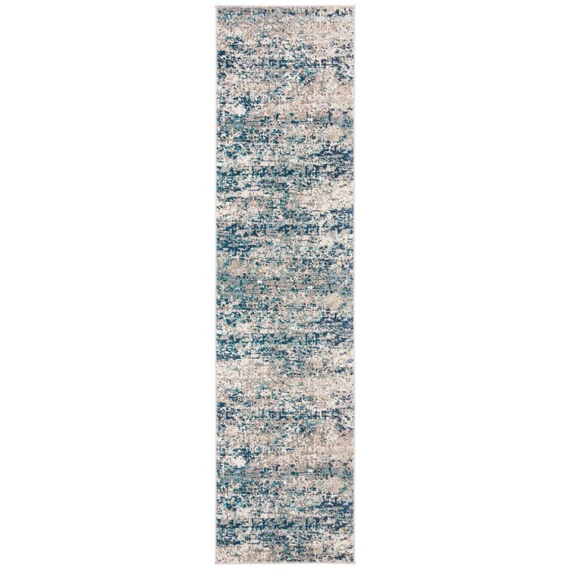 SAFAVIEH Madison Gray/Blue 2 ft. x 12 ft. Abstract Gradient Runner Rug MAD460K-212