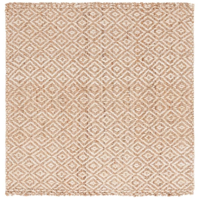 SAFAVIEH Martha Stewart Ivory/Natural 6 ft. x 6 ft. Border Concentric Diamond Square Area Rug MSR9554A-6SQ